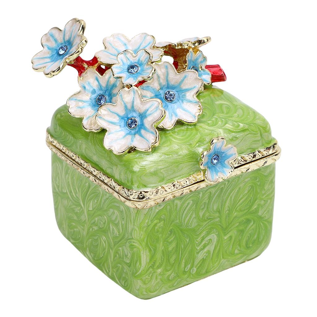 Cherry Blossom Jewelry Box Metal Exquisite Antique Style Jewelry Case Home Decor for Shelf Vanity Desk