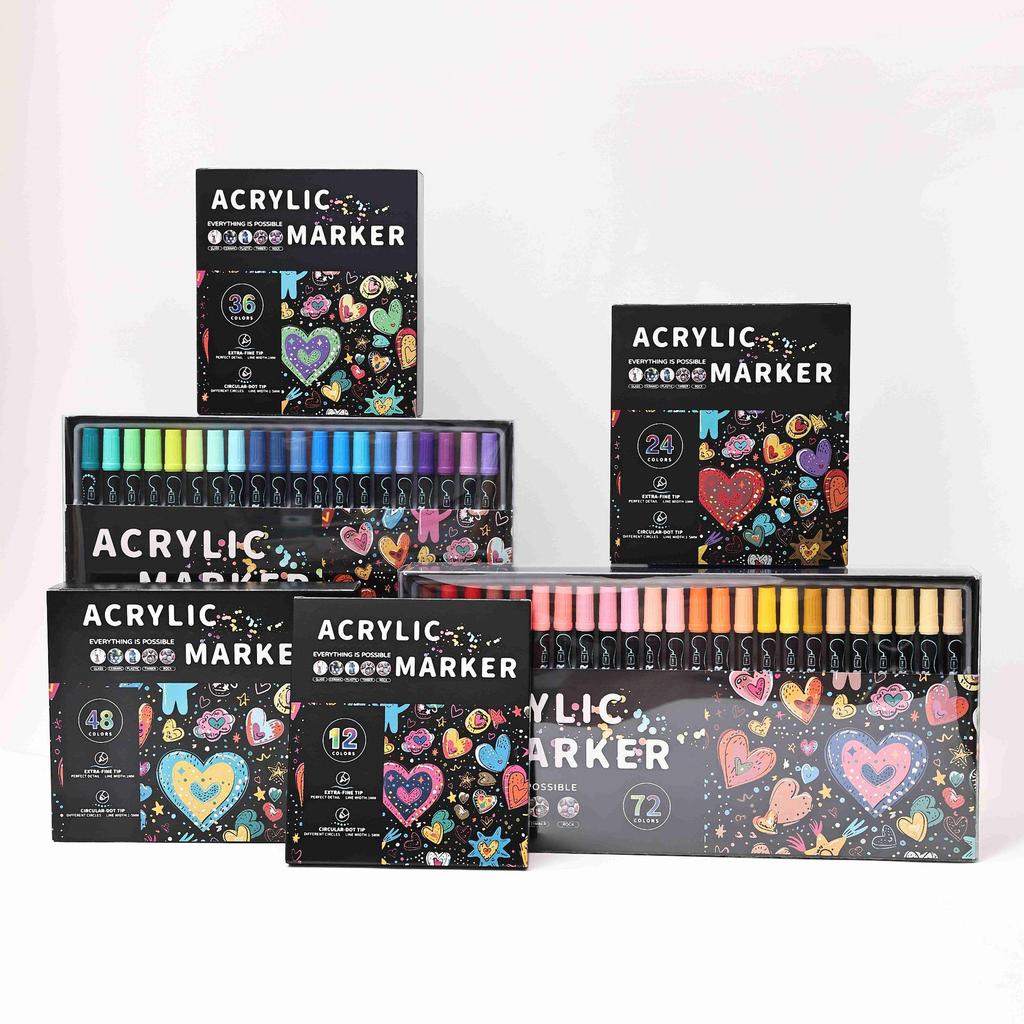 Dual-Tip Stackable Acrylic Markers - Quick-Drying Christmas Greeting Card Pens