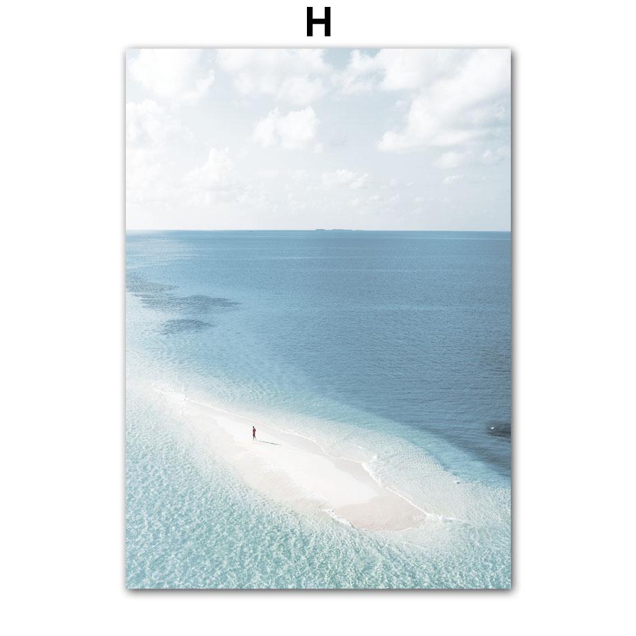 Car Seagull Chalet Coconut Tree Beach Landscape Wall Art Canvas Painting Nordic Poster And Prints Wall Picture Living Room Decor