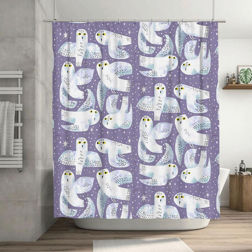 Bathroom Shower Curtain Floral Bird Pattern Waterproof Decor Farmhouse Rustic Home Textile Washable Liner