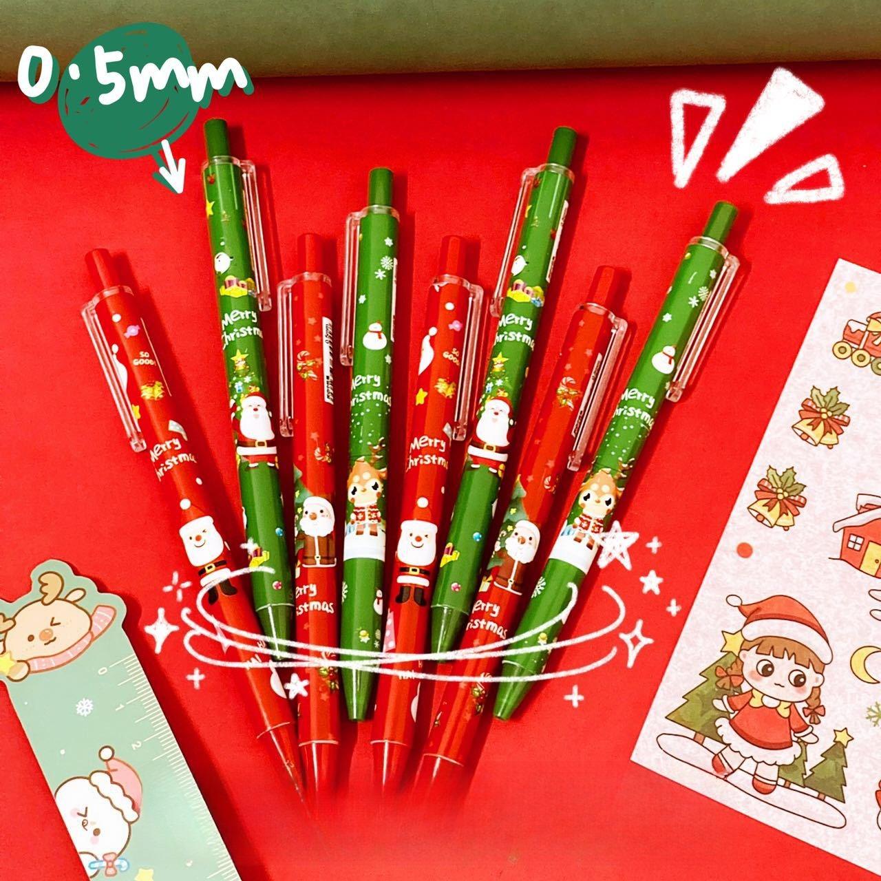 

1pc Christmas Stationery Cute Press Pen, Santa Claus Reindeer Patterns, Fluent Writing Business Signature Pen Christmas Party Gift, 0.5mm Black Water- Random style 1PC