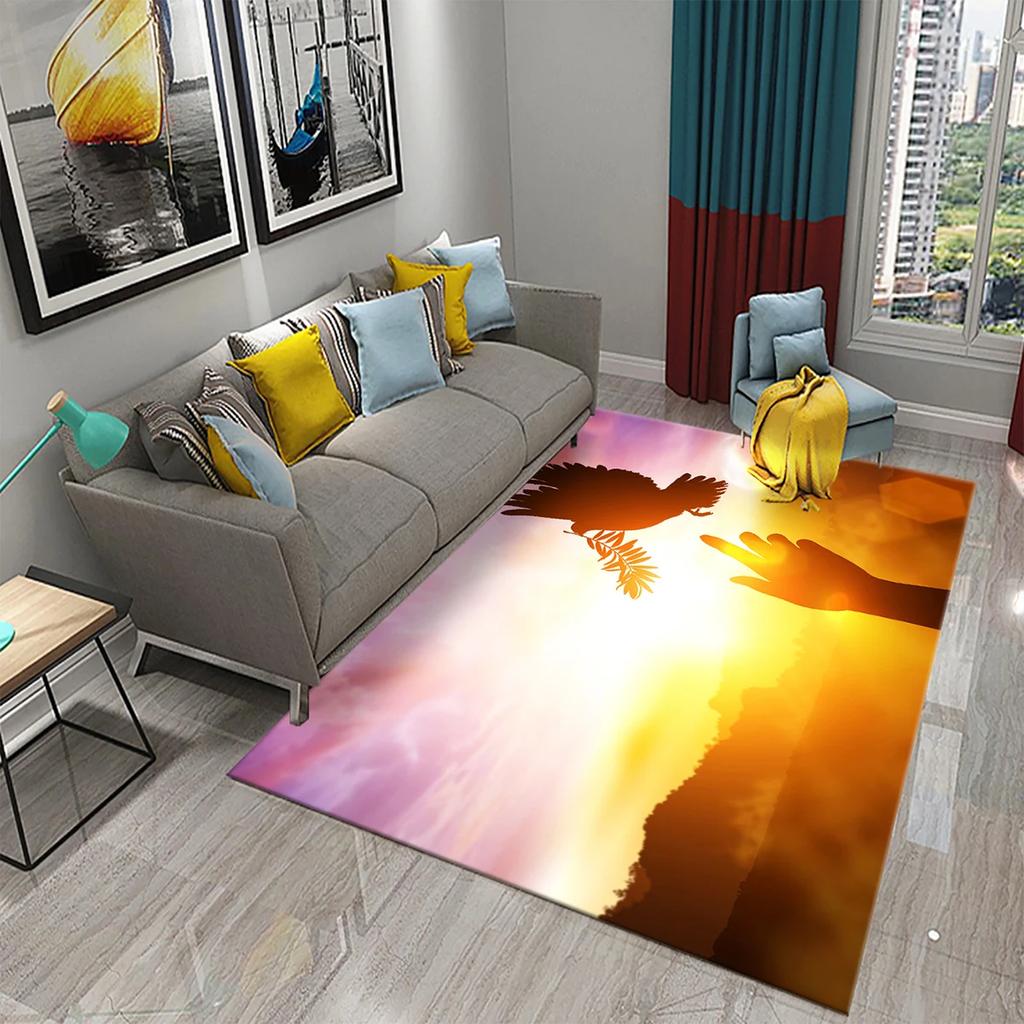 3D White Peace Pigeon Carpet Symbol of Peace Rugs for Bedroom Living Room Decor Floor Welcome Rugs Bathroom Door Non-Slip Rugs