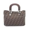 Used Zucca Handbag Canvas Leather Brown Used Women