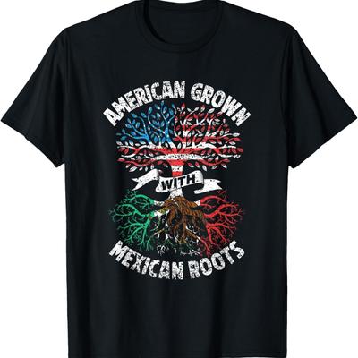 American Grown With Mexican Roots Us Mexico Mexican American T-Shirt