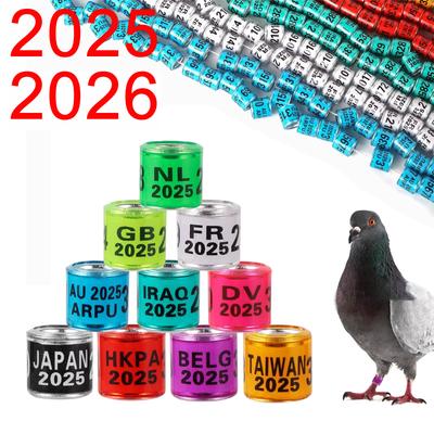50 Pcs 2025/2026 Pigeon Foot Ring Bird Foot Ring Durable with Word Racing Pigeon Marking Ring Aluminum Plastic Ring Bird Tools
