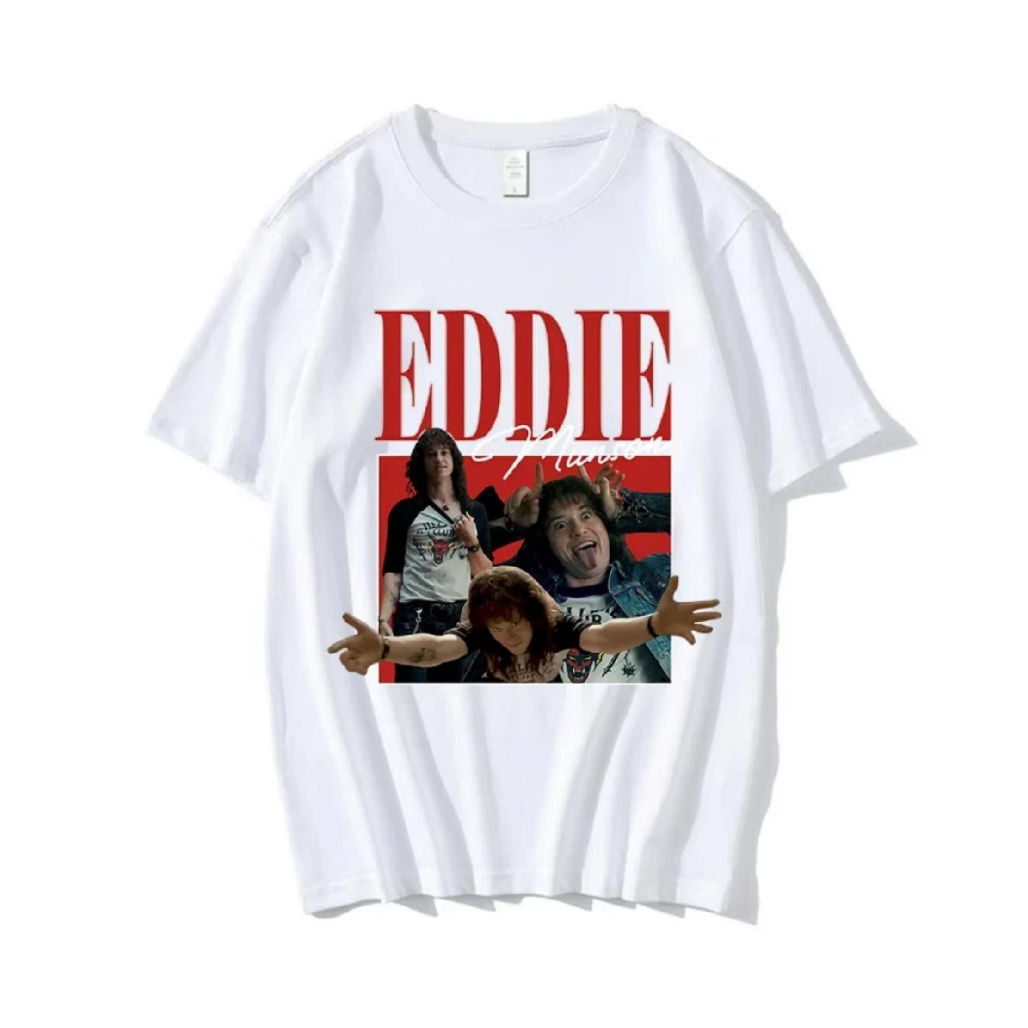 

Eddie Munson T-shirts Men s Harajuku Graphics Print T-shirt Short Sleeve Oversize Streetwear Unisex Cotton Casual T Shirt S чёрный