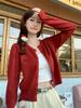 Women's Petite Gray Knit Cardigan - Embroidered Academy Style, New Spring/Summer 2025 Collection