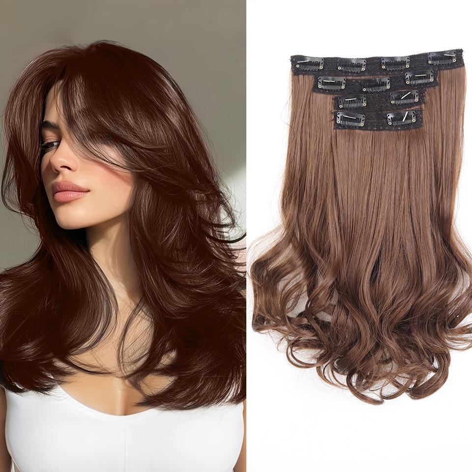 4Pcs Clip In Hair Extensions Invisible Thick Synthetic Hair Clip Extensions for Women Soft and Easy Installation Hair Piece Clip