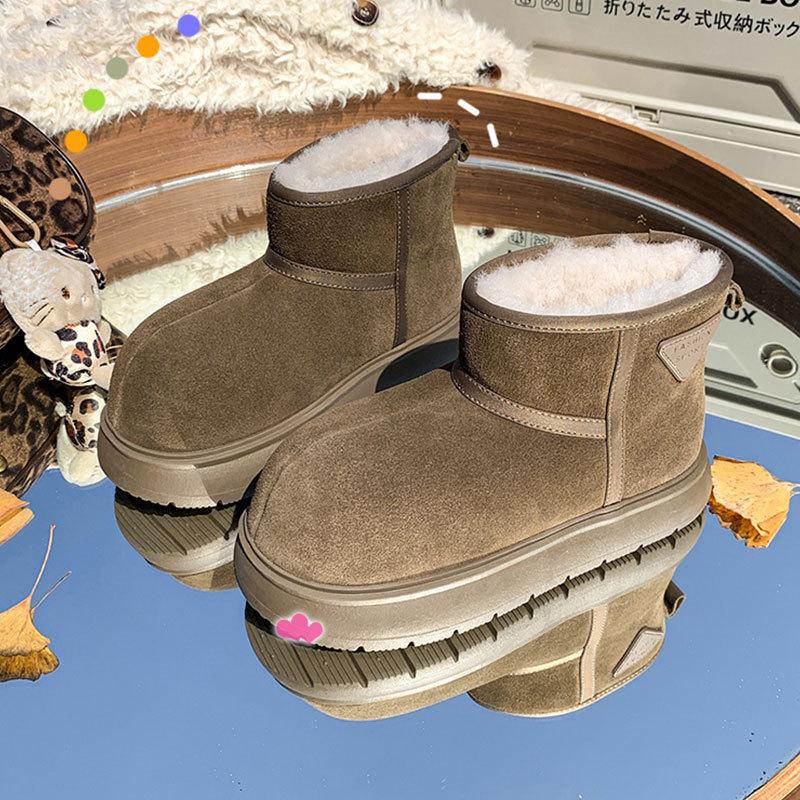 Storhuvud senior varma dam snökängor 2025 vinter nya sammet förtjockade små korta stövlar varma bomullsskor