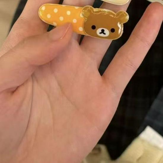 Милая заколка-шпилька с мишкой в горошек - Зажим для волос Rilakkuma для причесок в стиле Soft Girl brown