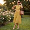 Women Sleeveless Polka Dot Style Midi Dress Elegant A Line Fit and Flare Lightweight Summer Dress for Daily Wear