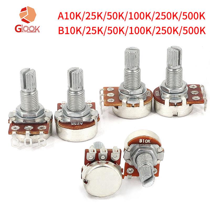 Electric Guitar/Bass Potentiometer Volume & Tone Knob, 10K-500K Tuning Switch Long Shaft A25K