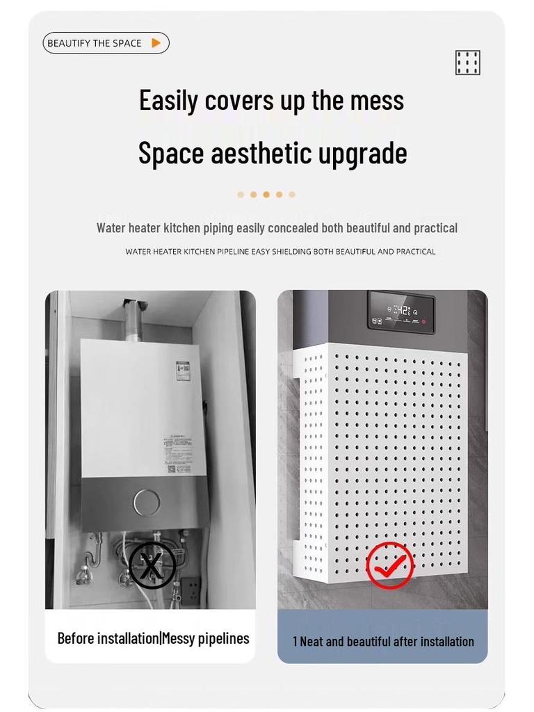 Gas Water Heater Cover & Kitchen Wall-Mounted Storage Shelf