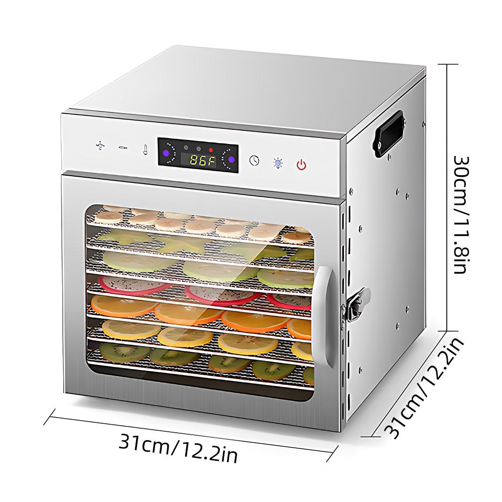 Dehydrators for Food and Jerky with 24H Timer and Light, 6 Drying Racks 800W 30-90℃ Vegetable Fruit Dehydrator with Touchscreen