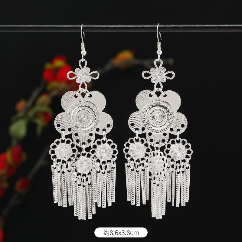 Miao Yin earrings retro exotic niche design long fringed earrings medium earrings women