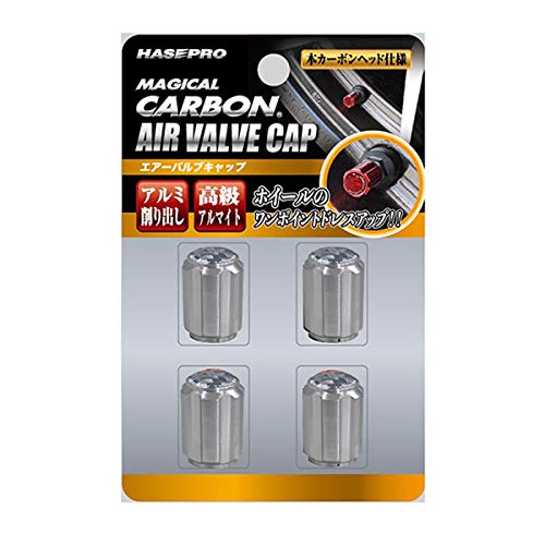 

HASEPRO CAV-2S Magical Carbon Air Valve Cap, Silver/Silver, Set of 4