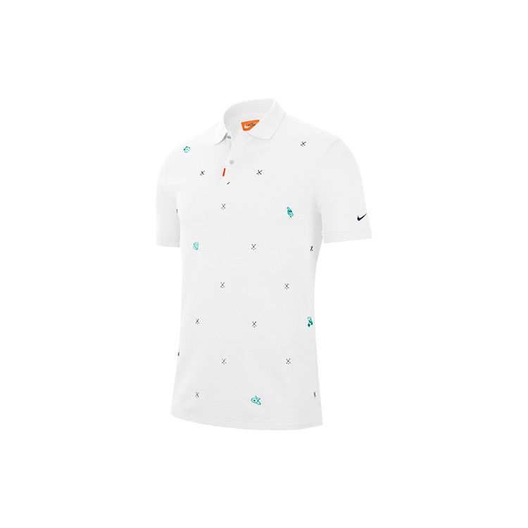 

Nike Geometric Pattern Embroidered Short Sleeve Polo Men Tops White CI9783-100