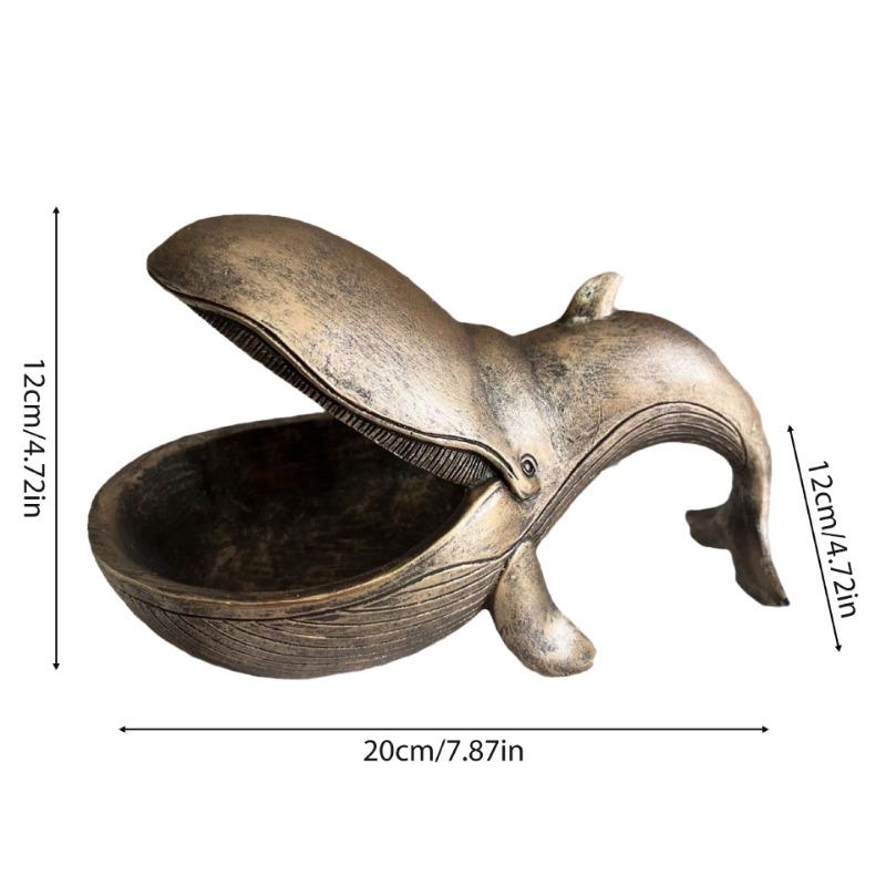 

Статуя кита забавный поднос для конфет украшение для прихожей дома коробка для хранения бронзовый