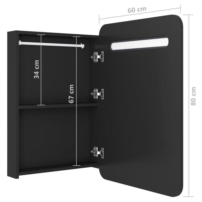VidaXL Armoire de salle de bain à miroir LED Noir 60x11x80 cm 326503