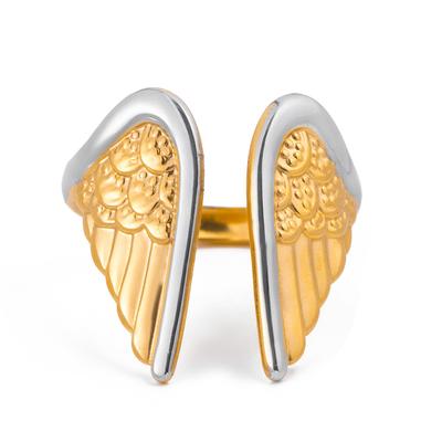 Youthway Classic Mixed Color Angel Wings Open Ring For Women Minimalist Gold Plated Stainless Steel Ring Fashion Jewelry