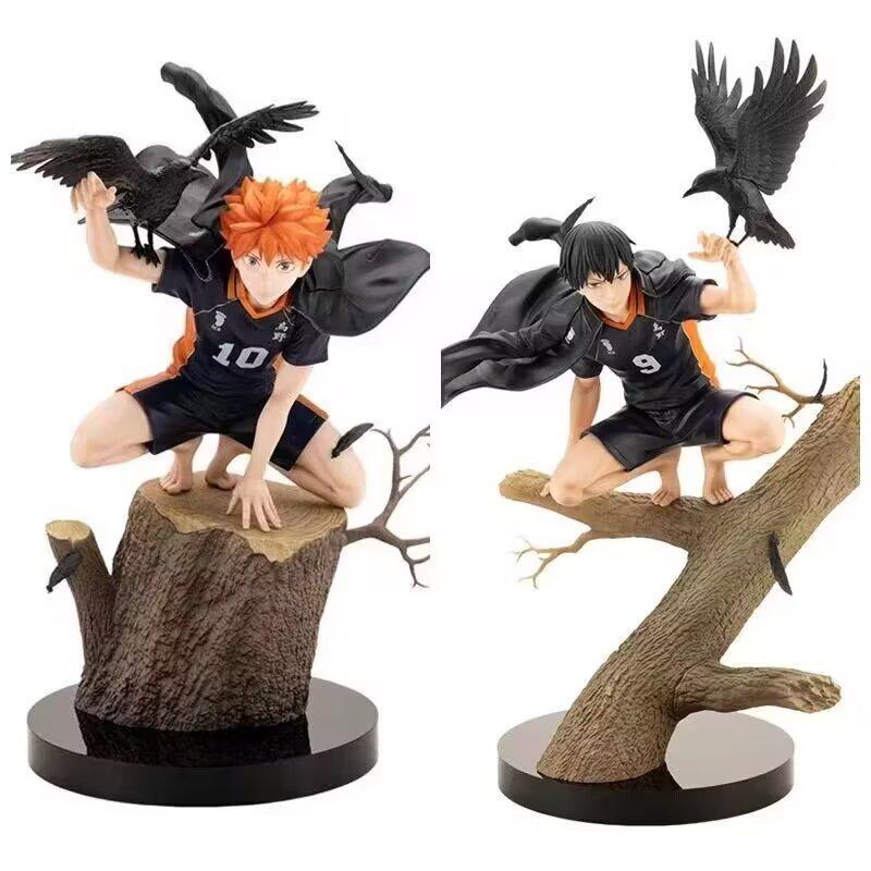 New Haikyuu Anime Figure Hinata Shoyo Kageyama Tobio Barefoot Squatting Crow Collectible Model Desktop Ornament Adult Gift