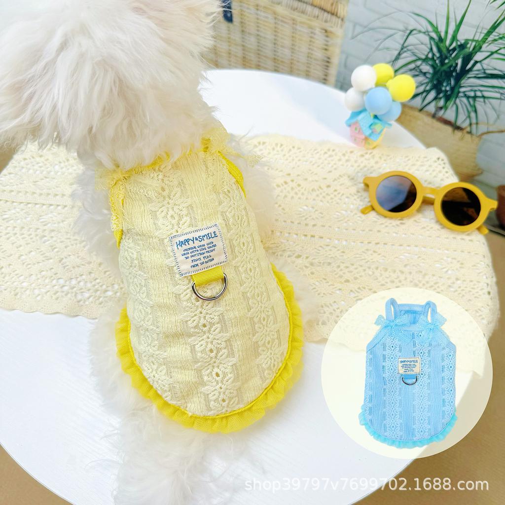 Summer thin breathable pet clothes suspenders cat dog clothes teddy cooler than bear lace suspenders