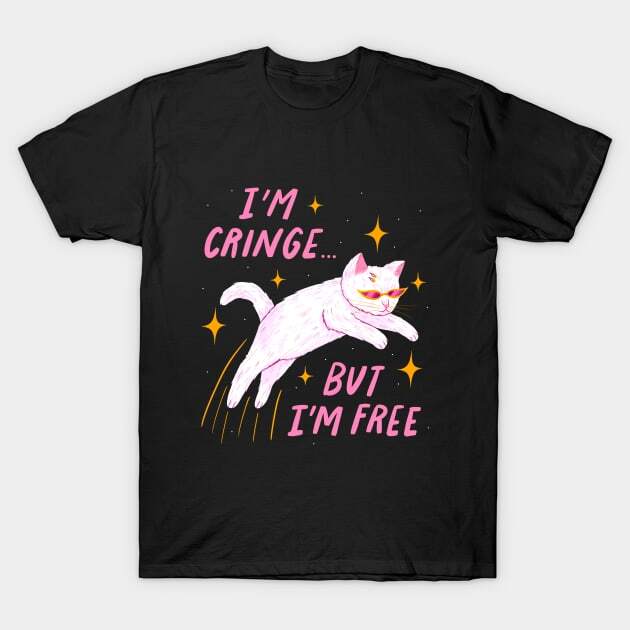 

I m Cringe But I m Free Funny White Cat Animal Goth Gothic Unisex T-Shirt Unisex T-Shirt XL
