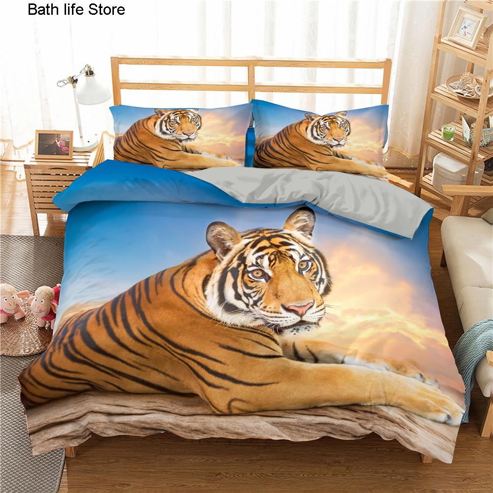 3D Printed Bedclothes Tiger Duvet Cover Set Single Twin Double Queen Size Bedding Set Comforter Cover Set Animal Bedding Set
