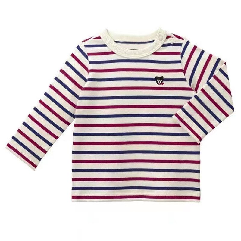 Mk Boys and Girls Long Sleeve T-shirt Summer and Autumn Clothes 2023 New Arrival Kids Cotton Base Shirt Stripes Casual Tops Children's Clothing