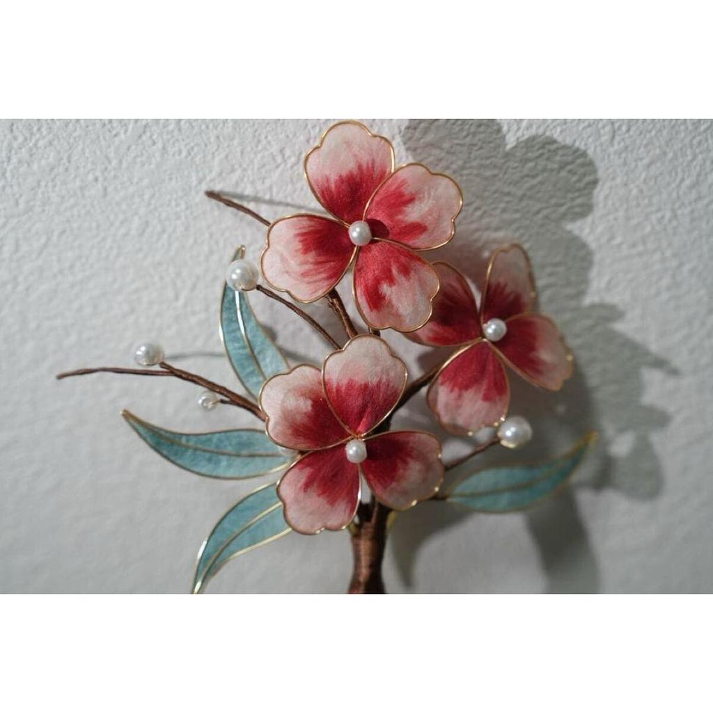 Used Genuine Silk Hair Ornament, Flower Hairpin, Cherry Blossom Color, Handmade, Valentine's Gift