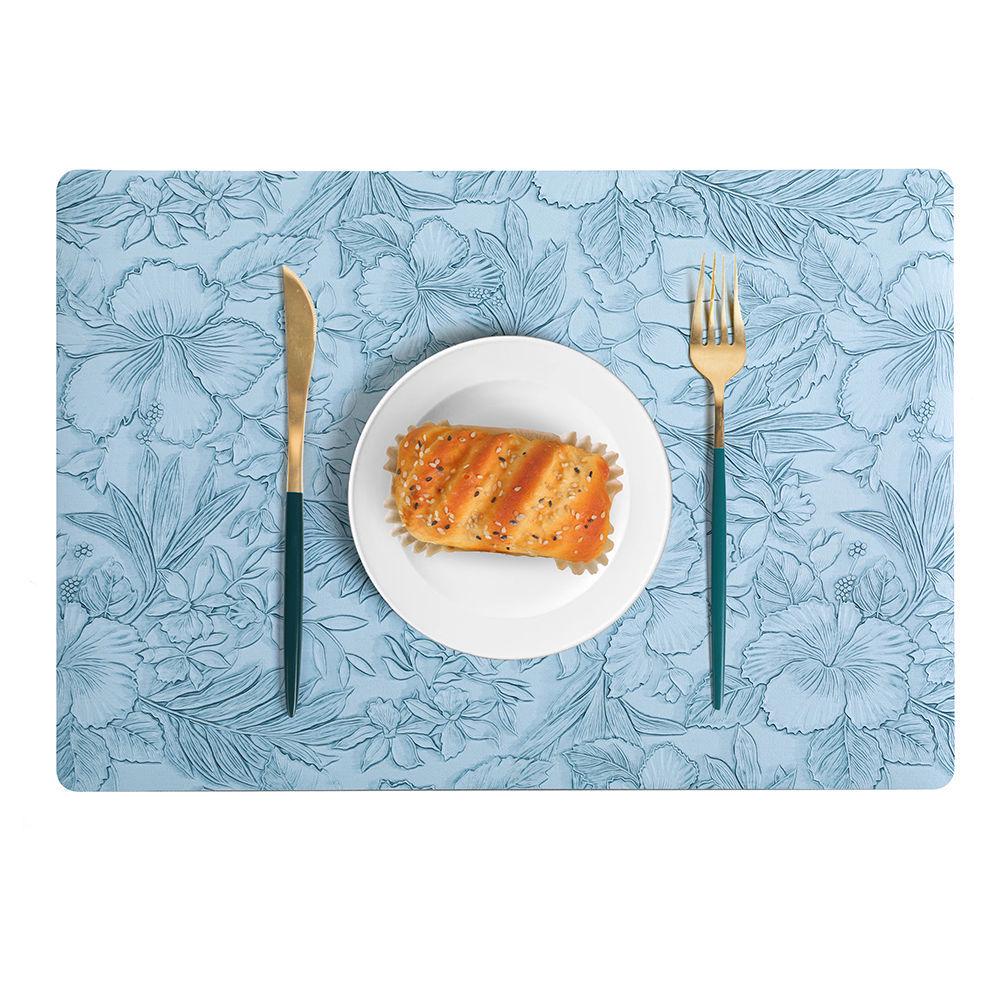 Nordic Light Luxury Double-Sided PU Leather Embossed Placemat, Non-Slip Heat Insulation Table Mat for Hotel & Home Use.