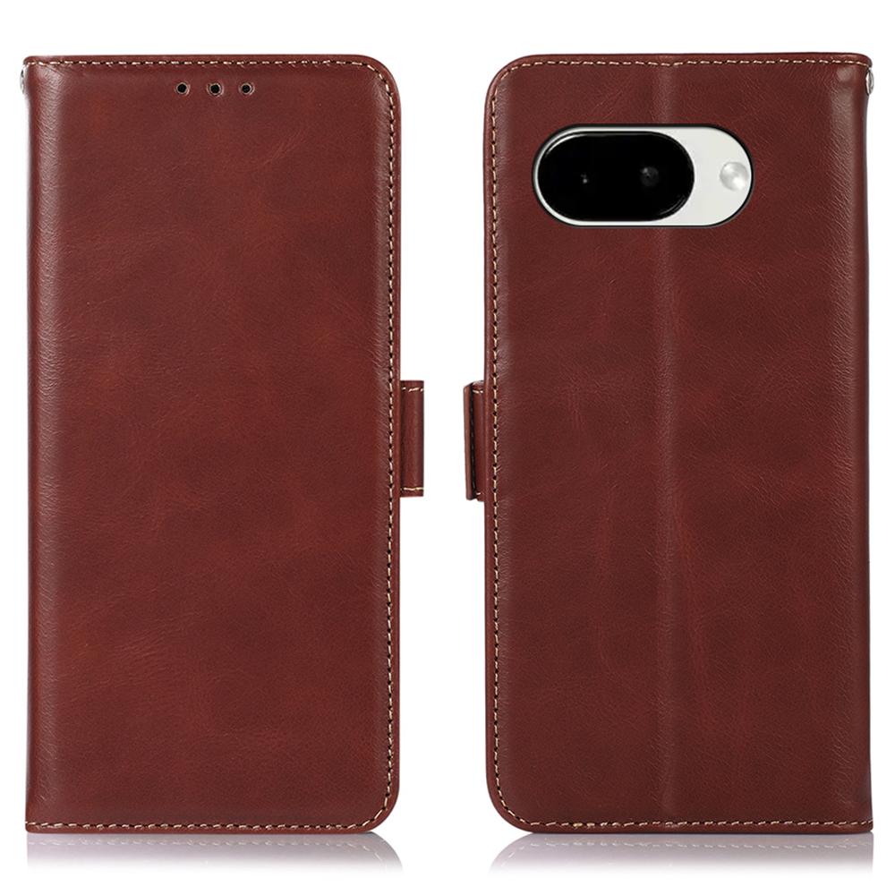 

For Google Pixel 10a Case RFID Blocking Genuine Cow Leather Wallet Phone Cover