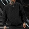 Men's Autumn and Winter Heavy Jacquard Checkerboard Checkerboard T-shirt Men's T-shirt Round Neck Casual Bottoming Shirt Knitted Long-sleeved T-shirt