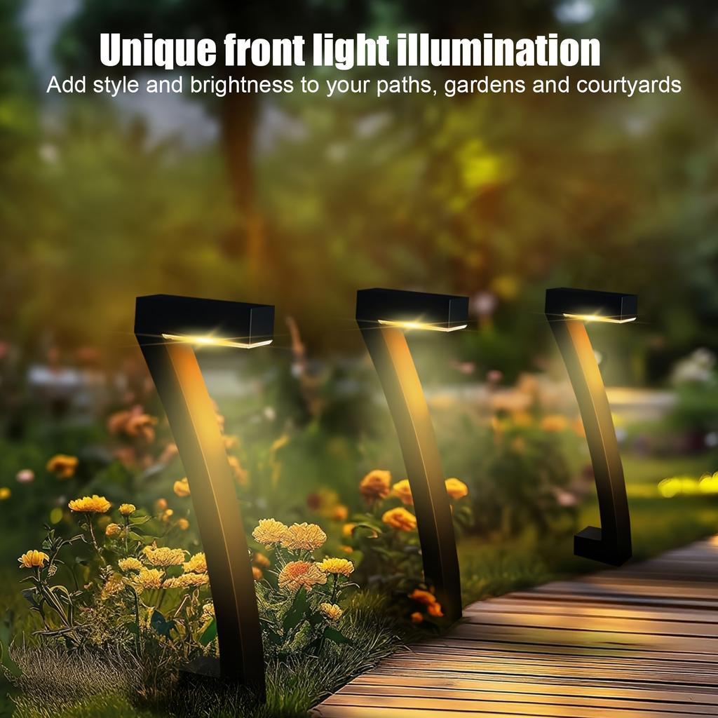 Moderne Geometrische Solarpfadleuchten, 7-förmige Außen-Gartenlampe - Wasserdicht, Warmweiße LED, für Hof, Auffahrt, Rasen Dekoration, Einfache Installation