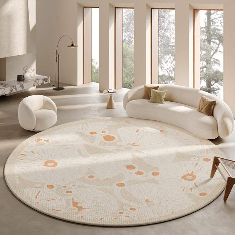 Minimalist Living Room Decoration Round Carpet Large Area Anti-slip Lounge Rug French Style Rugs for Bedroom Thick Washable Mat