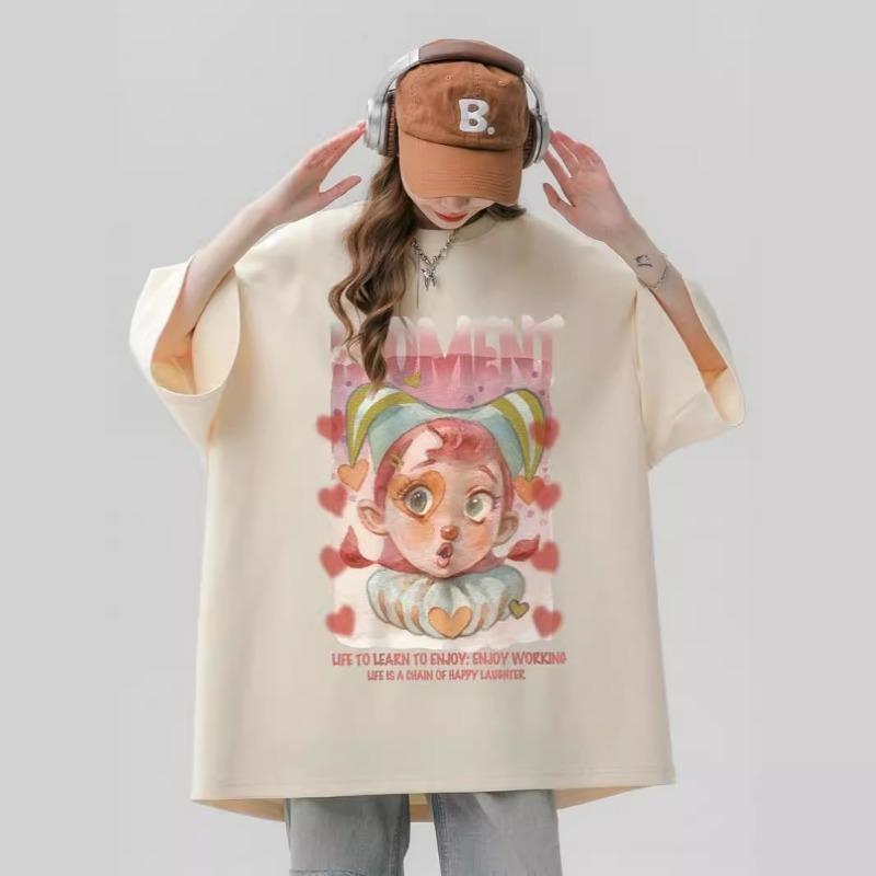 

Летний уличный стиль Харадзюку Принт Футболка с коротким рукавом Женская Круглый вырез Мода Всегда в тренде Пуловер Топ Футболка M абрикосовый