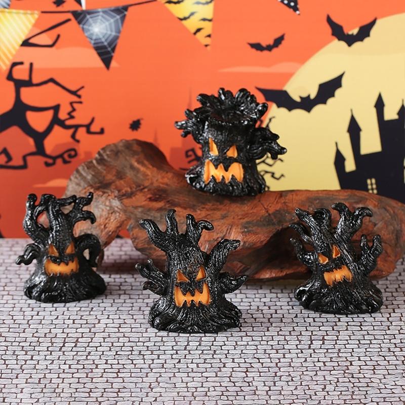 Led Battery Operated Scary Tree Decors with Glowing Face,Lighted Fantasy Figure Collection,Shelf Display with Character Y5GB