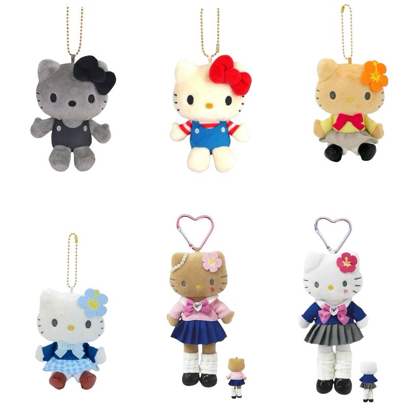 Hello Kitty Kawaii Plush Doll Pendant Cartoon JK Pleated Skirt Kitty Long Leg Doll Toy Keychain Uniform Backpack Charm