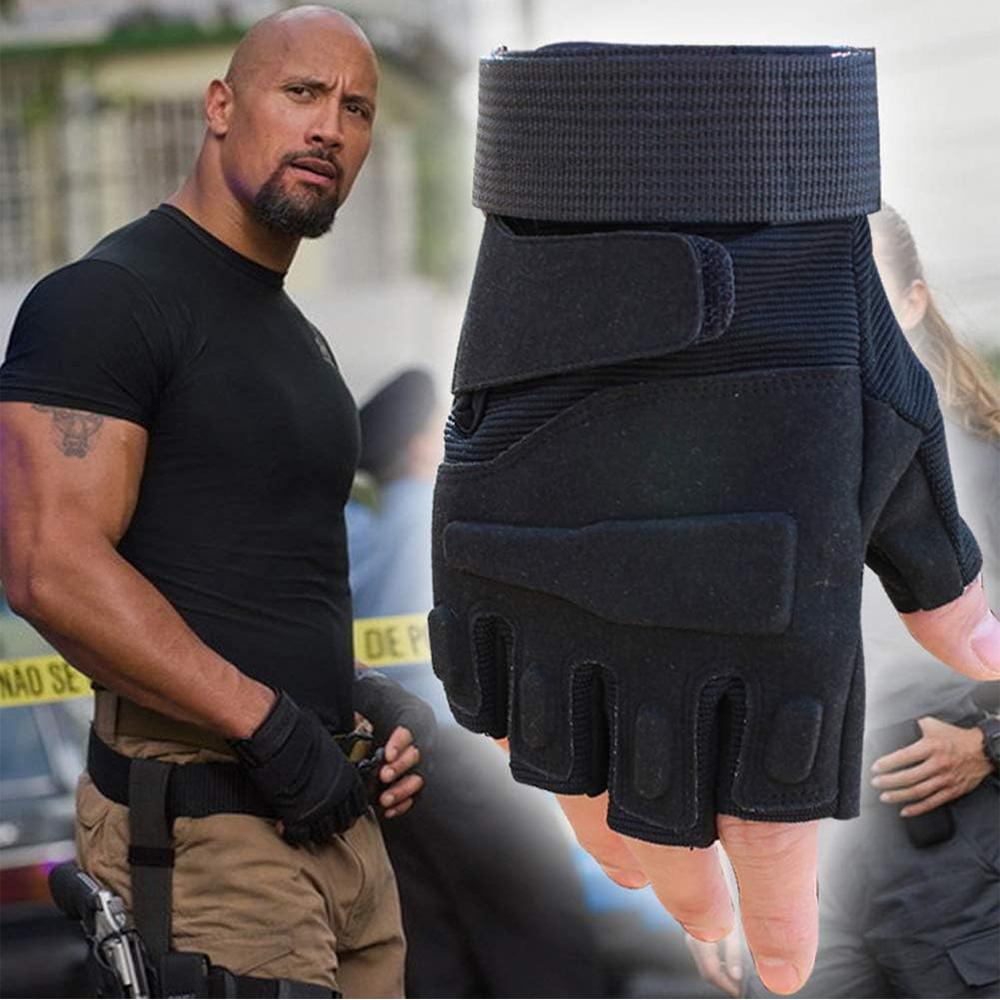 Pair Fingerless Summer Tactical Gloves Black For Hunting Motorcycling Climbing