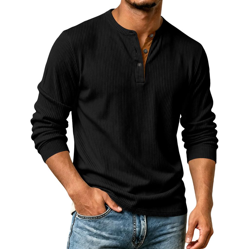 Camisa de Pana de Manga Larga para Hombre Color Casual con Botones para Otoño