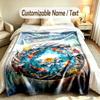 Floral Garden Theme Soft Blanket Personalized Custom Name Text Print Warm Blanket Home Sofa Bedroom Decor