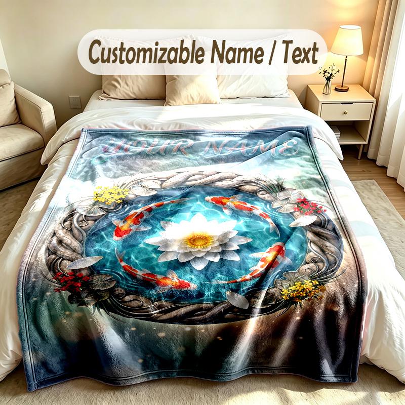 Floral Garden Theme Soft Blanket Personalized Custom Name Text Print Warm Blanket Home Sofa Bedroom Decor