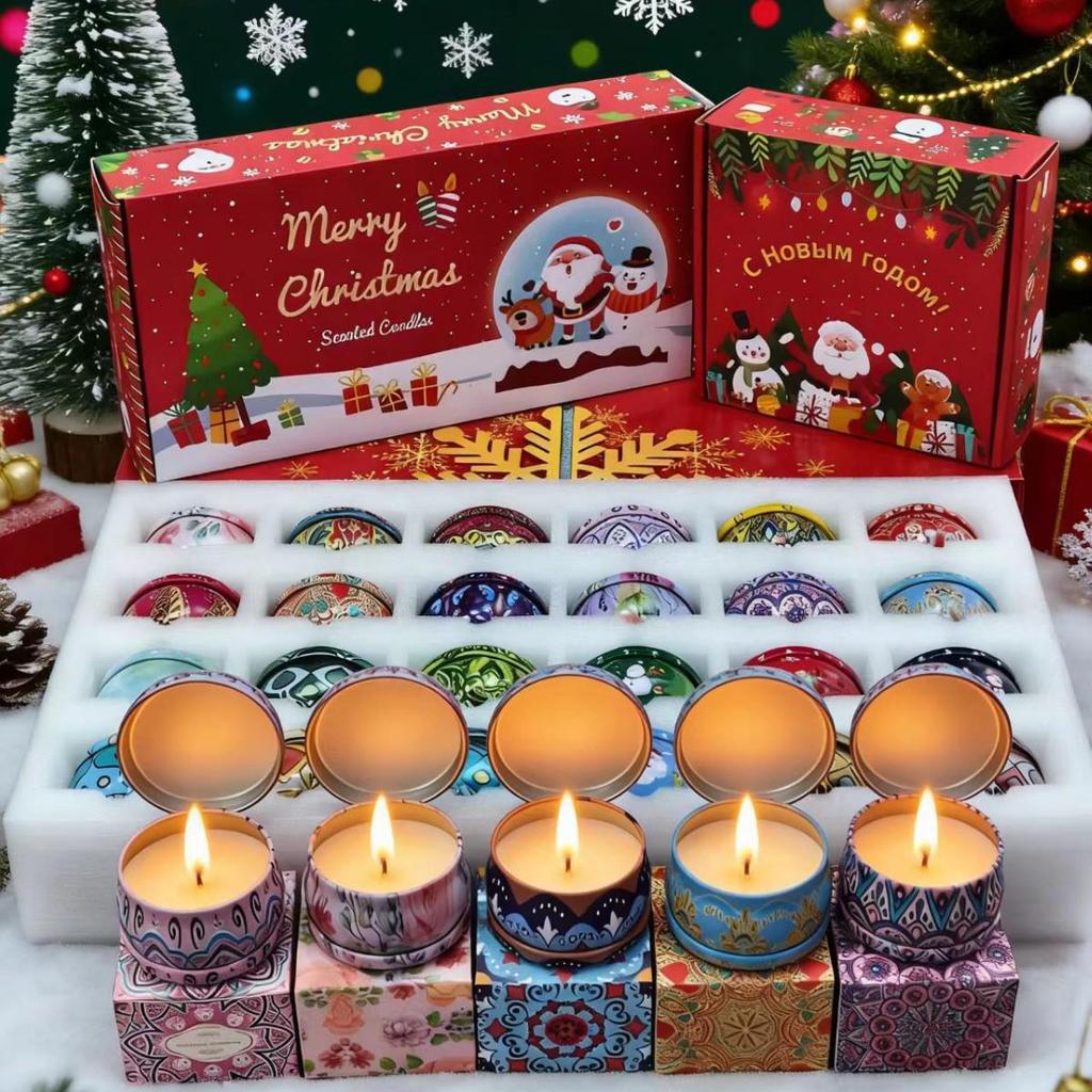 2.2oz Christmas Aromatherapy Candle with Dried Flowers - Romantic Festival Gift Box Souvenir