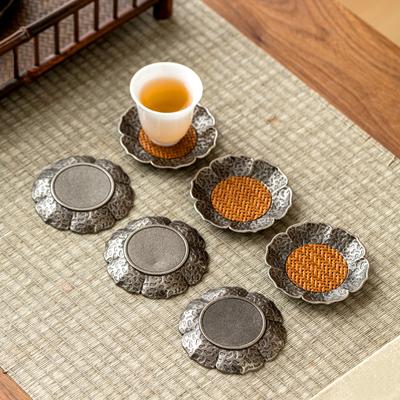 Creative Alloy Rattan Coasters Coffee Cup Mat Placemat Lotus Flower Shaped Heat Resistant Anti-scald Tea Mat Table Accessories