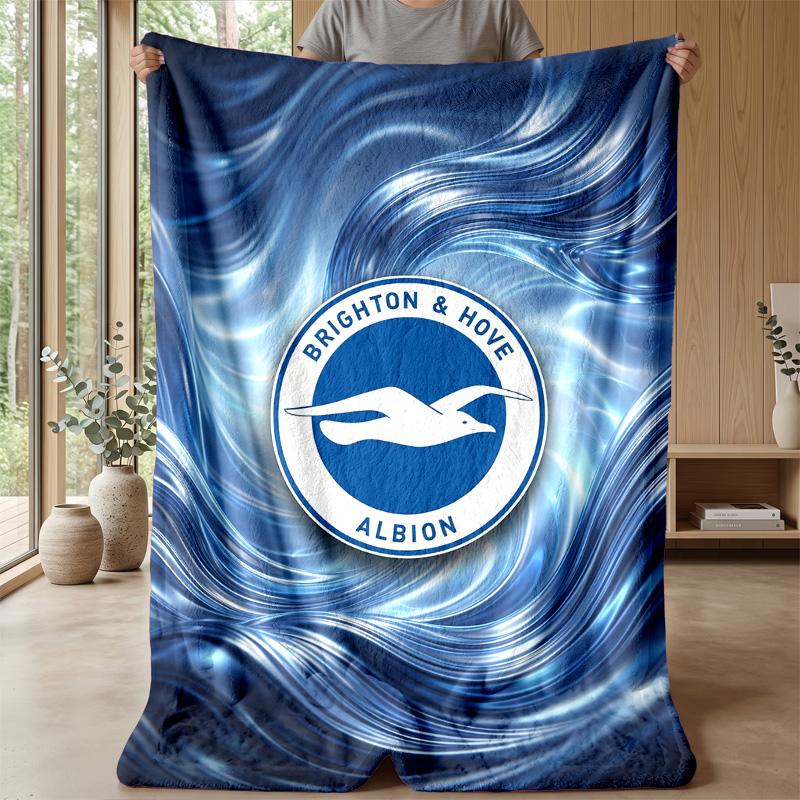 Coperta in Flanella con Stampa Calcio Brighton & Hove Albion, Coperta Morbida Calda Leggera per Divano Letto Campeggio