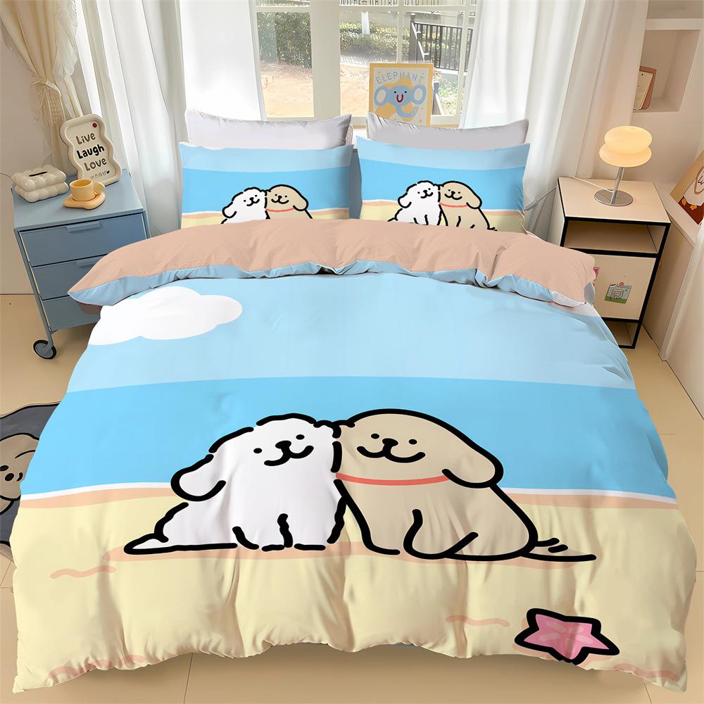 Comforter New Cartoon Puppy Bedding Set 3D Digital Printed Pug Anime Kids Adult Size