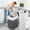 75/82L Large Folding Waterproof Belt Reinforced Long Handle Clothes Storage Bucket Lantern Printed Dirty Laundry Basket