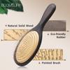 Steel Hair Brush Women Custom Name Wood Hair Brush Metal Stainless Pin Hairbrush Head Scalp Massage Comb Brosse Cheveux Femme