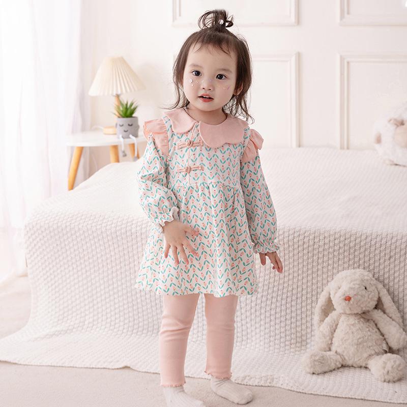 

Spring 2025 Baby Girls Chinese Style Floral Long Sleeve & Pants Set Tag 100