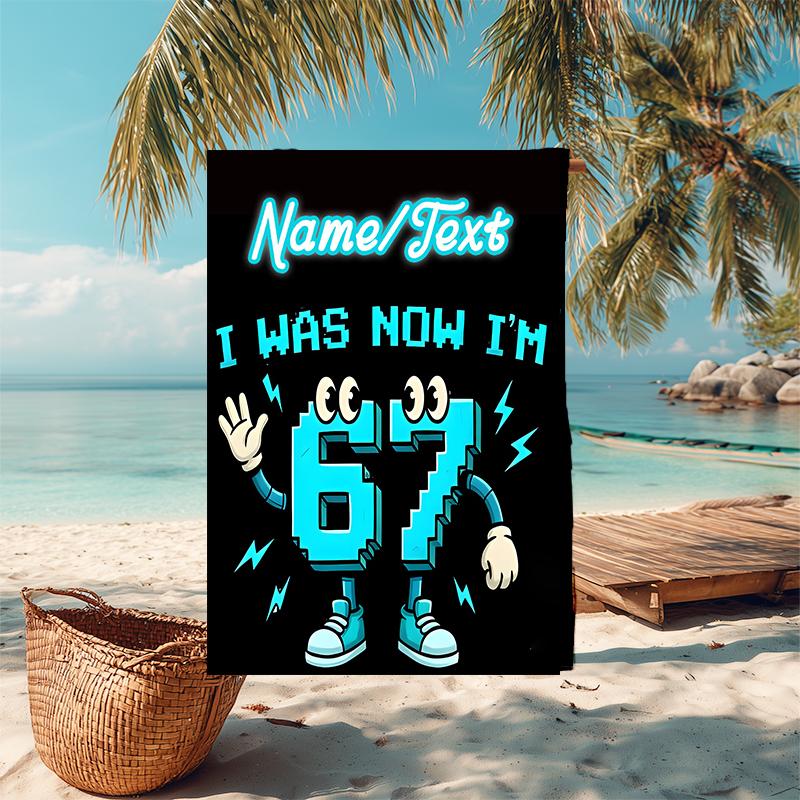 1PC Custom Name Anniversary Celebration Beach Towel Highly Absorbent And Sand-Resistant Towel for Swimming, Pool, Yoga, And Travel Lightweight